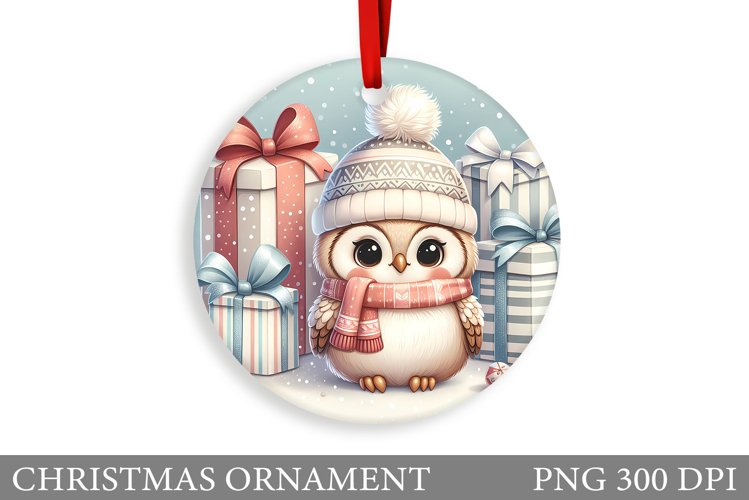 Cute Owl Christmas Ornament. Christmas Owl Sublimation