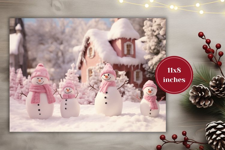 Christmas Cutting Board Design - Snowman Christmas Village