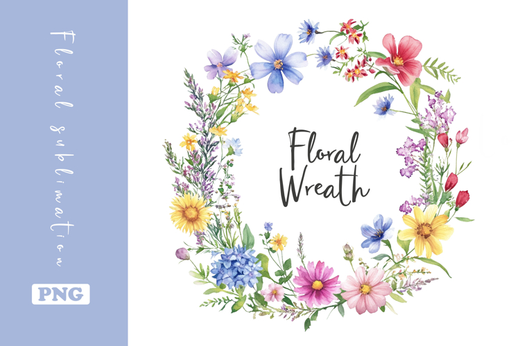 Watercolor Lovely Wildflower Wreath Clipart