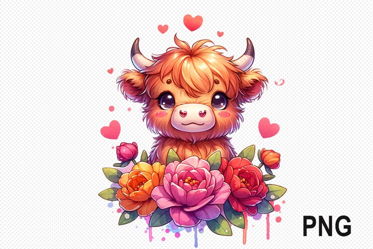 Cow And Flowers Sublimation - Cow Flowers Clipart PNG Design