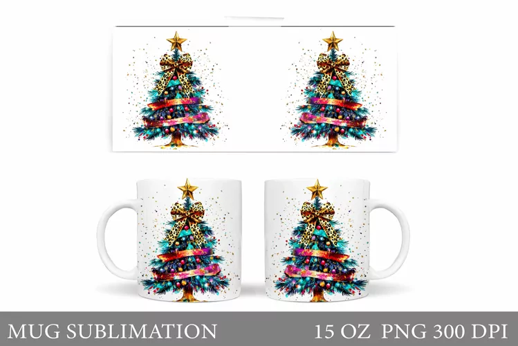 Christmas Tree Mug Design. Christmas Tree Mug Sublimation