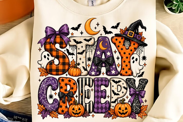 Stay Creepy PNG, Retro Dripping Heart Halloween PNG, Spooky example image 1