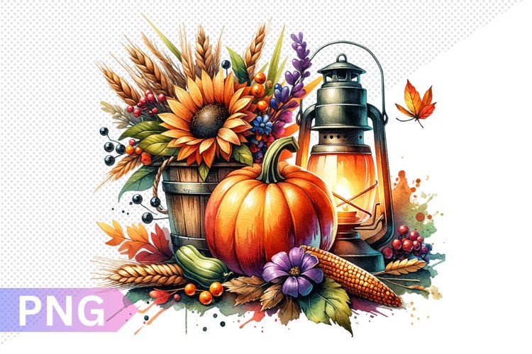 Autumn Harvest Pumpkin Sublimation - Pumpkin Clipart Design