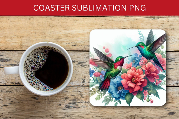 square coaster - hummingbird