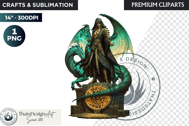 Fantasy Dragon wizard clipart, sorcerer, spellcaster, mage