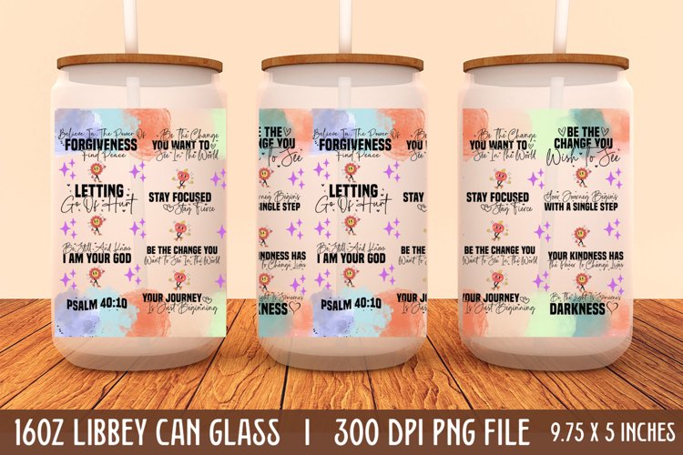 Motivational 16oz Can Glass Wrap, Libbey Glass Can