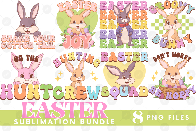 Easter Sublimation PNG Bundle Bunny Chick Farm Hip Hop Joy