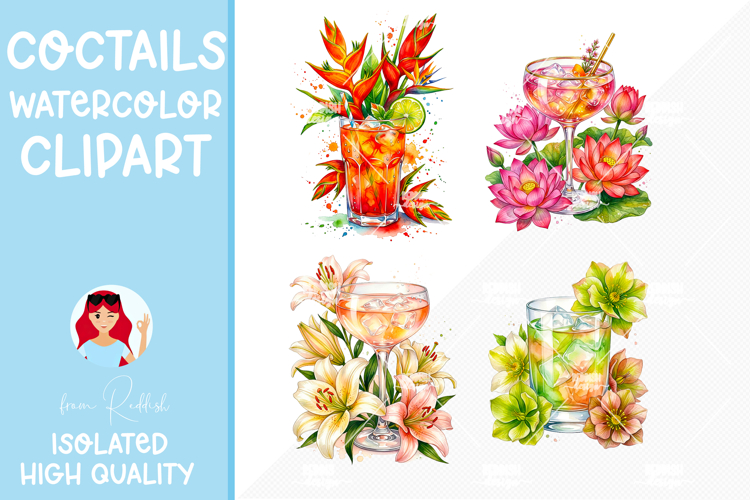 Watercolor Cocktail Clipart Image 2