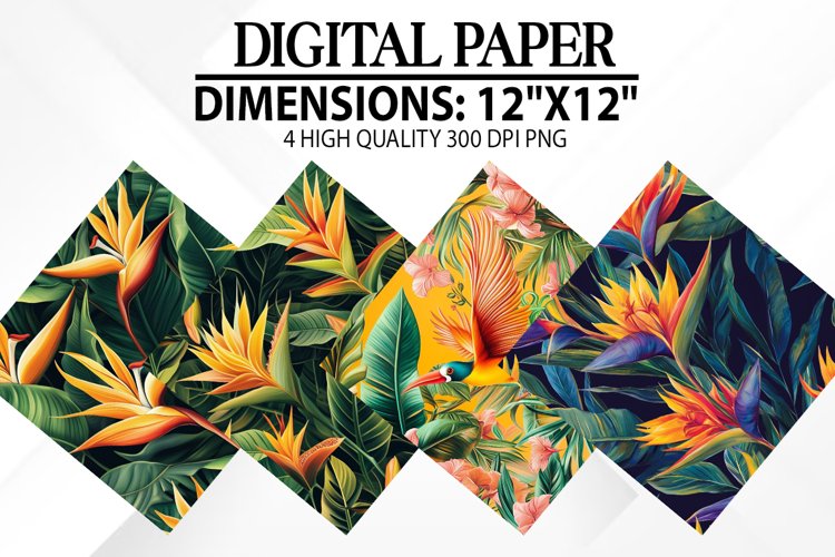 Bird Of Paradise Digital Paper, Paradise Background