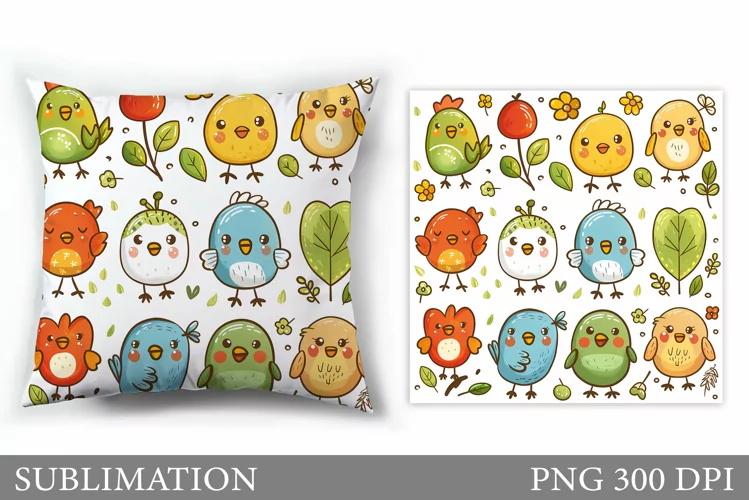 Cute Bird Pillow Design. Cute Birds Sublimation