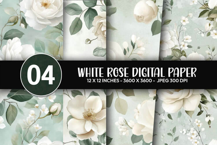 White Rose Digital Paper example image 1