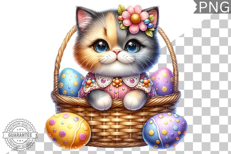 Easter Cat Sublimation - Easter Clipart PNG Design
