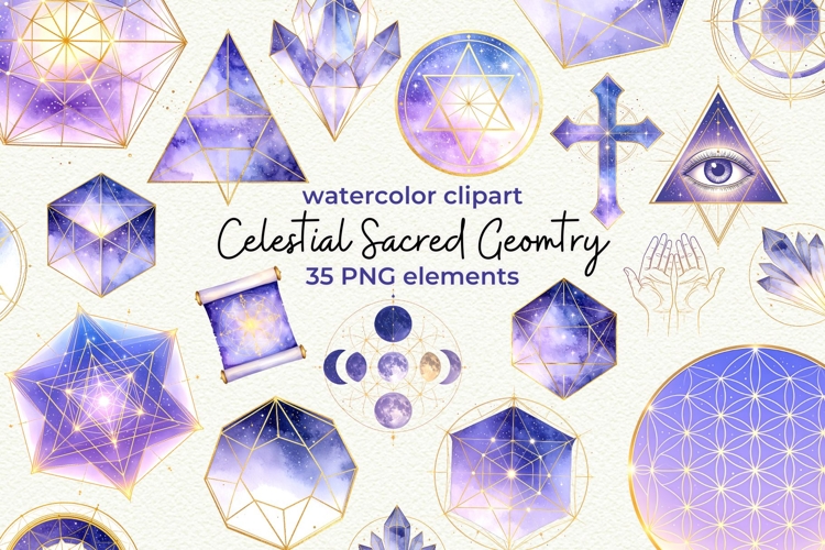Sacred Geometry PNG Celestial Clipart Watercolor