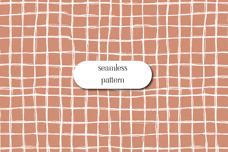 Beige Minimal Hand Drawn Grid Seamless Pattern