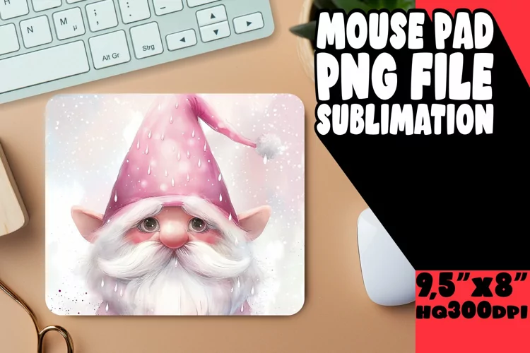 Cheerful Watercolor Gnome Mouse Pad Design Sublimation
