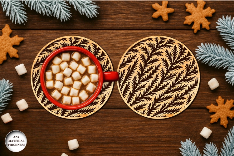 Frost Pattern Coffee Coaster Laser Cut | Drink Coaster | SVG