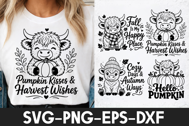 Cute Highland Cow Pumpkin SVG PNG