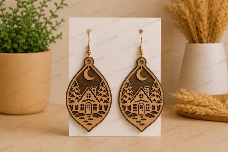 Christmas Earrings Laser Cut SVG File,Christmas Earrings SVG