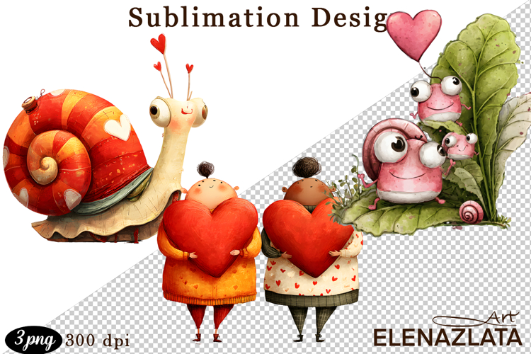 Clipart with Heartfelt Moments, Happy Snail hearts