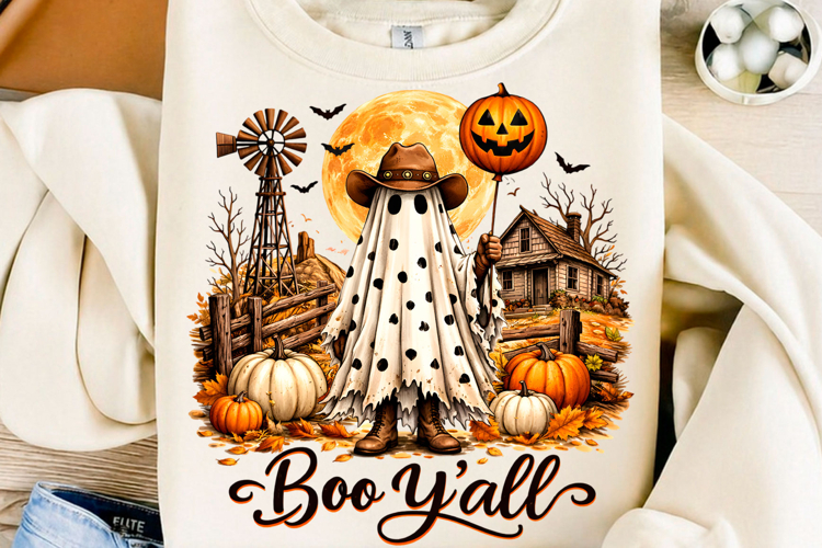 Boo Y’all Western Ghost Halloween PNG