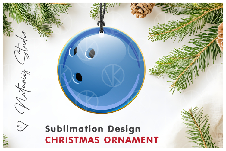 BOWLING Christmas Ornament. Sublimation design.