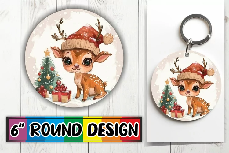 Festive Watercolor Animals Round Design Sublimation