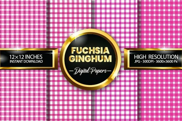 Fuchsia Gingham Digital Papers - 04 Variations
