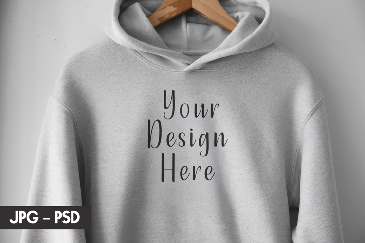 Light Grey Hoodie psd jpeg mockup