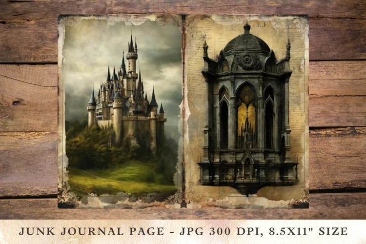 Printable Junk Journal Pages gothic castle 4