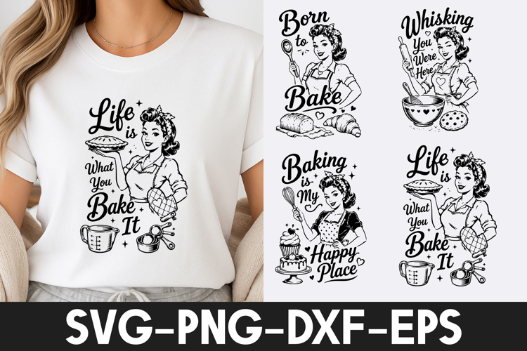 Retro Baking Lady Vintage Design SVG