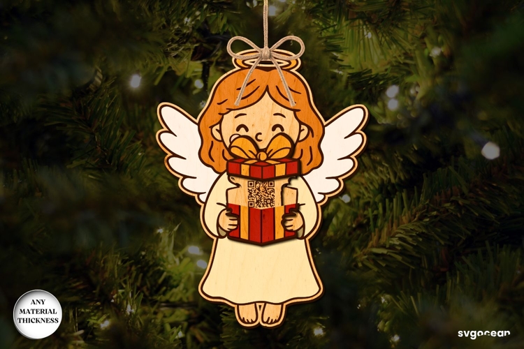 Christmas Angel Santa Tracker Ornament SVG | Laser Cut