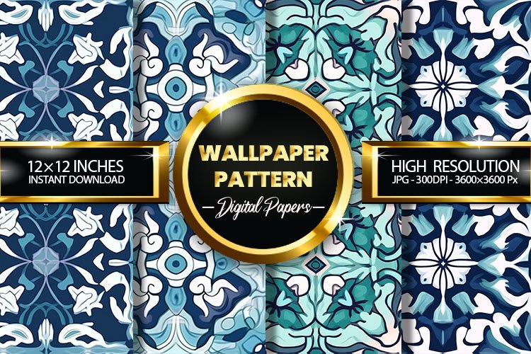 Wallpaper Pattern Digital Papers - 04 Variations