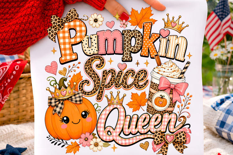 Pumpkin Spice Queen Coquette Fall PNG