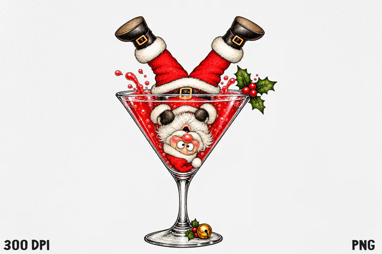 Funny Christmas Cocktail Clipart