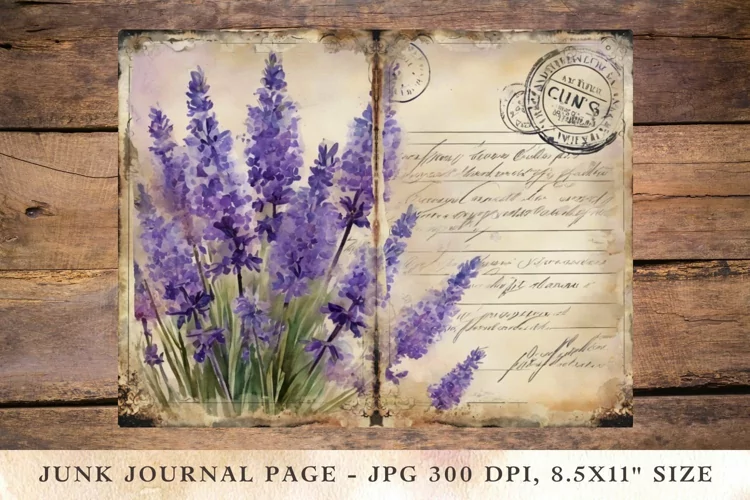 Printable Junk Journal Pages Lavender 1
