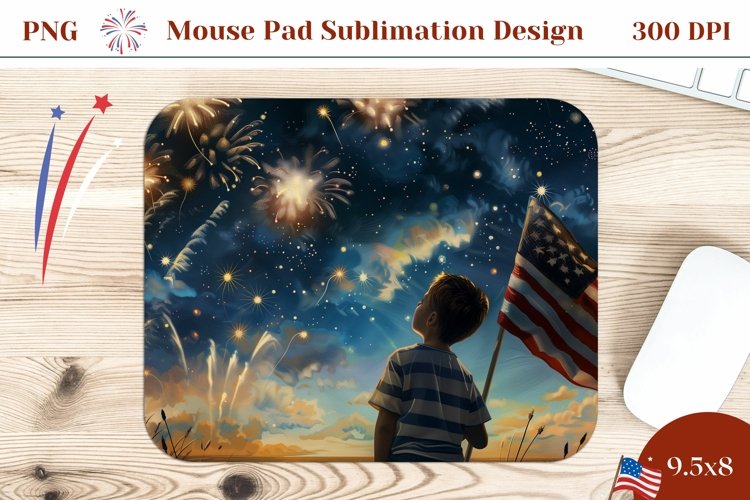 Patriotic Mouse Pad Template, American Flag Sublimation