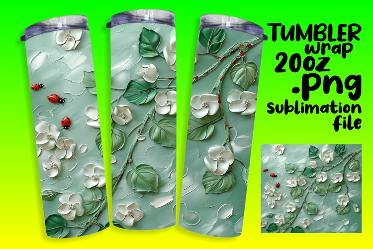 Bold 3D Floral Patterned Tumbler Wrap 20oz