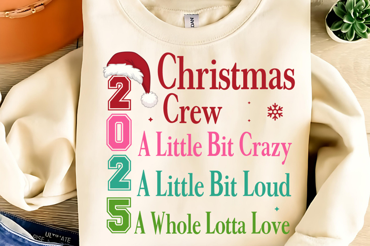 2025 Christmas crew PNG, Merry Christmas PNG, Merry & Bright
