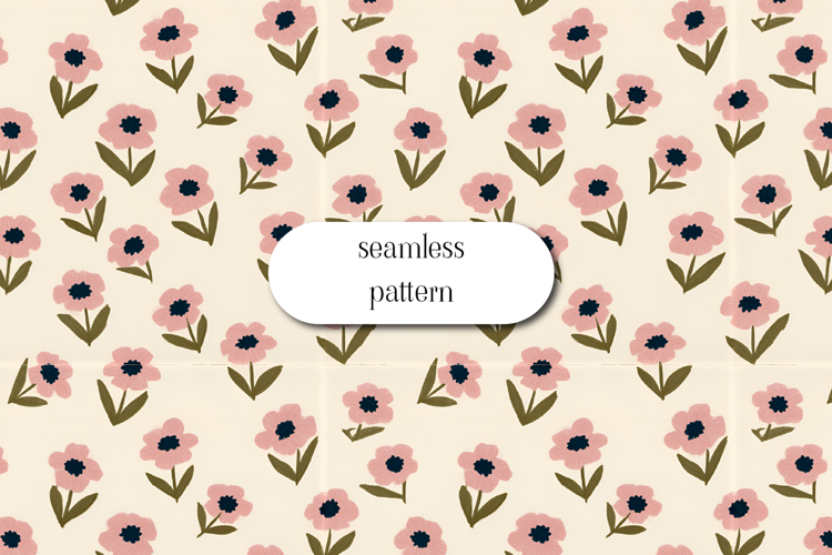 Blush Pink Floral Seamless Pattern, Cottagecore Flower JPG