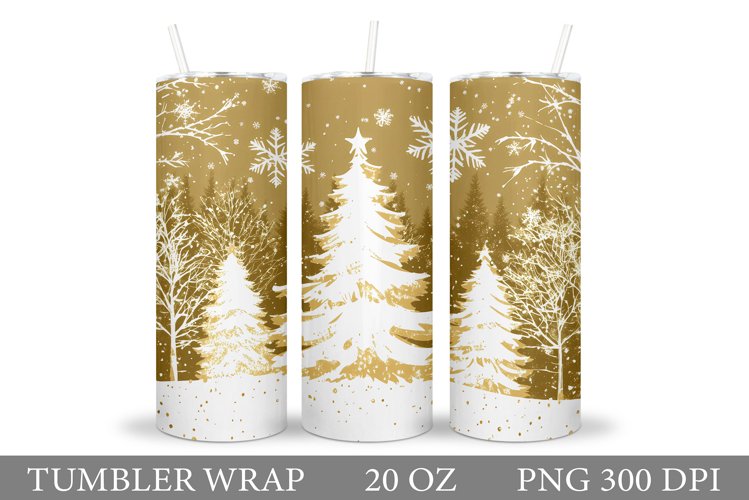 Christmas Tree Tumbler Design. Christmas Tree Sublimation example image 1