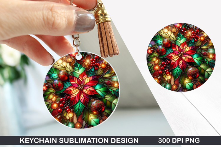 Flower Keychain Sublimation - Spring Keychain PNG Design