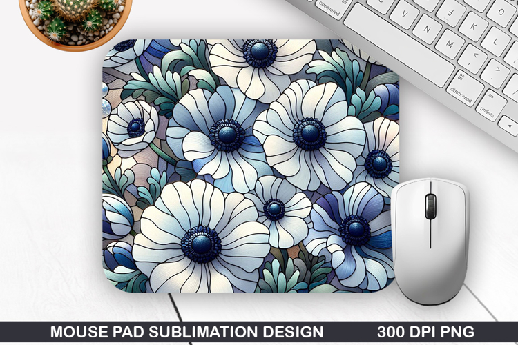 Mouse Pad Sublimation, Winter Flower Mouse Pad PNG Design