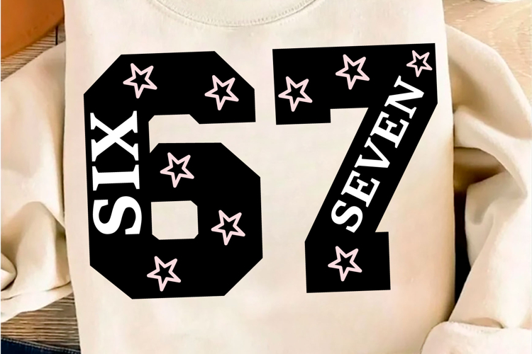 67 PNG, Six Seven Number Clipart SVG,