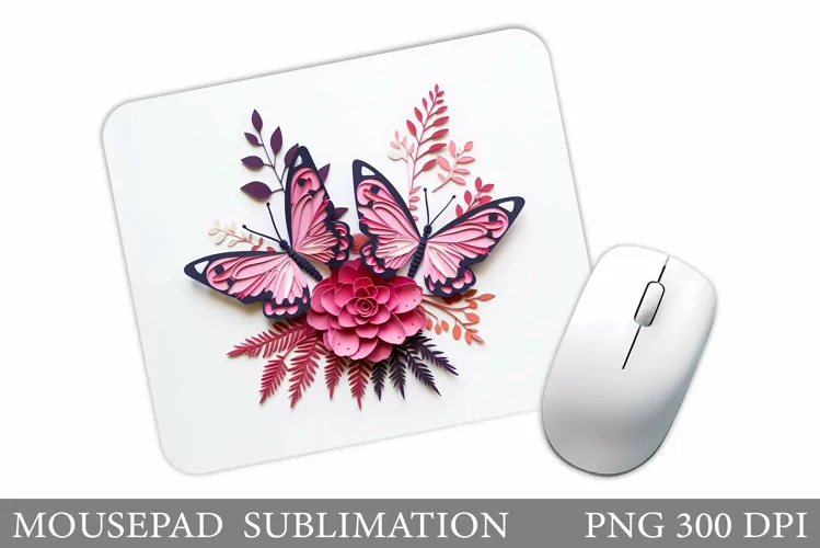 Butterfly Mouse Pad Design. Flowers Mouse Pad Sublimation