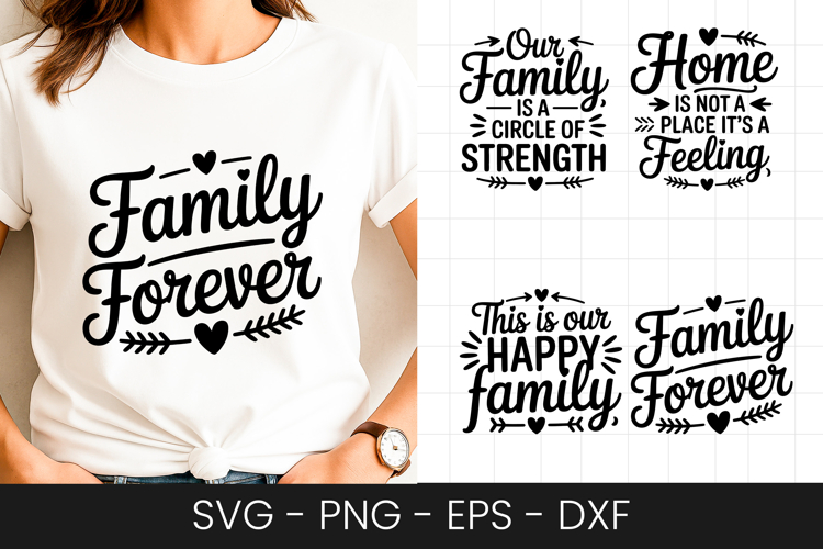 Family Forever Quote Script Design SVG PNG
