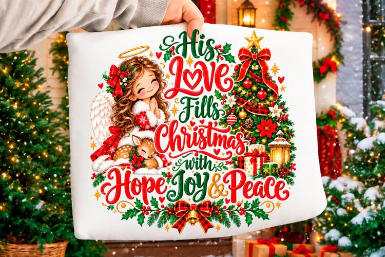 His Love Fills Christmas Hope Joy Peace PNG Christmas T-shir example image 1