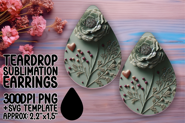 Vibrant Teardrop Design for Earrings , 3D Flower