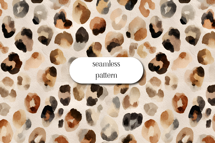 Neutral Leopard Seamless Pattern Watercolor Animal Print
