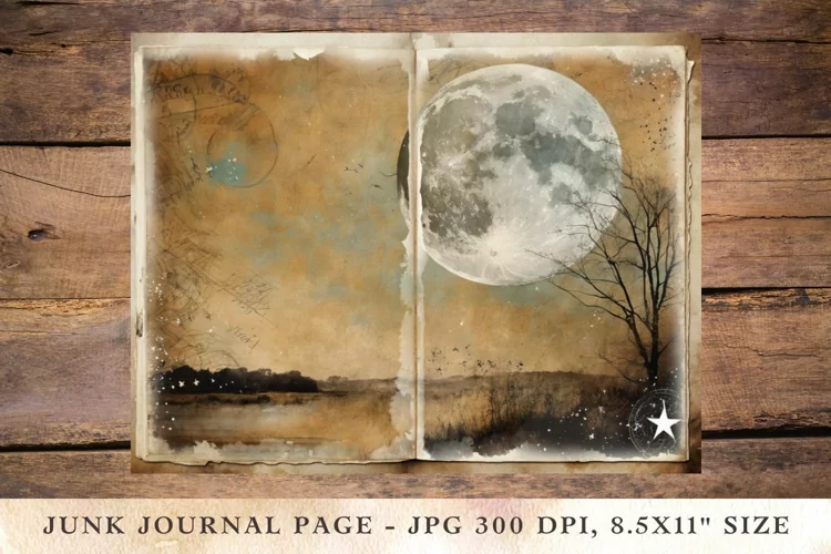 Printable Junk Journal Pages moon stars 7