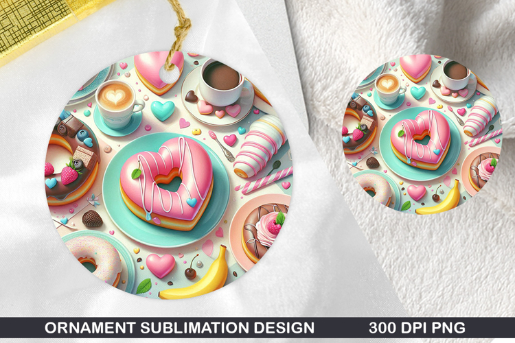 Heart Donut Stained Glass Ornament PNG, Digital Download Fi
